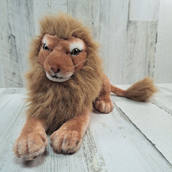 Royal Plush Lion Lying Down Stuffed Animal Toy Collectible VTG Big Cat Realistic - Picture 2 of 15